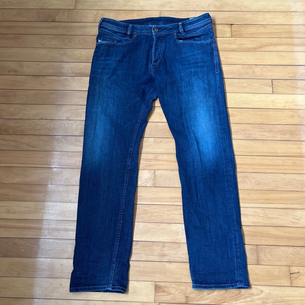 Diesel IAKOP Regular Slim-Tapered Jeans Mens 36x32 Dark Wash Stretch 0823Z Blue